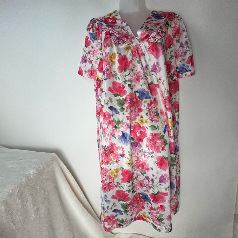 Vassarette Roses Floral Nightgown‎ Sleepwear Large
